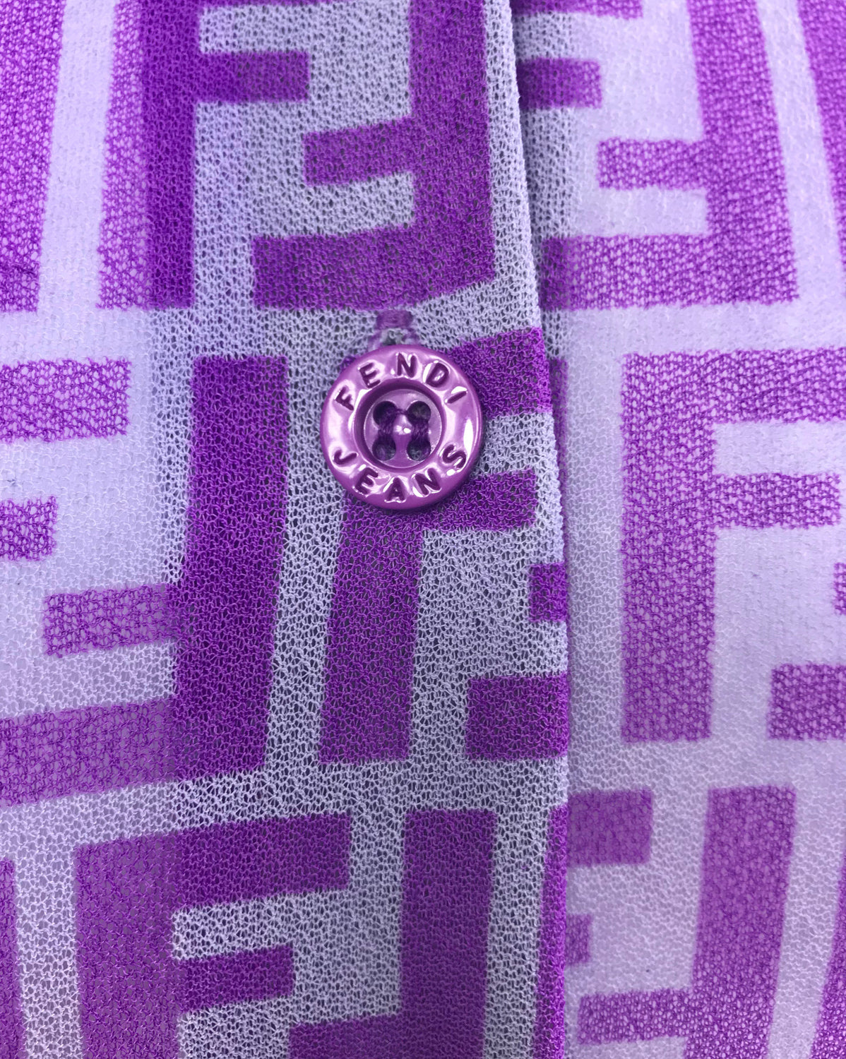 Fruit Vintage Fendi Zucca Logo Monogram Print Purple Mesh Shirt Blouse
