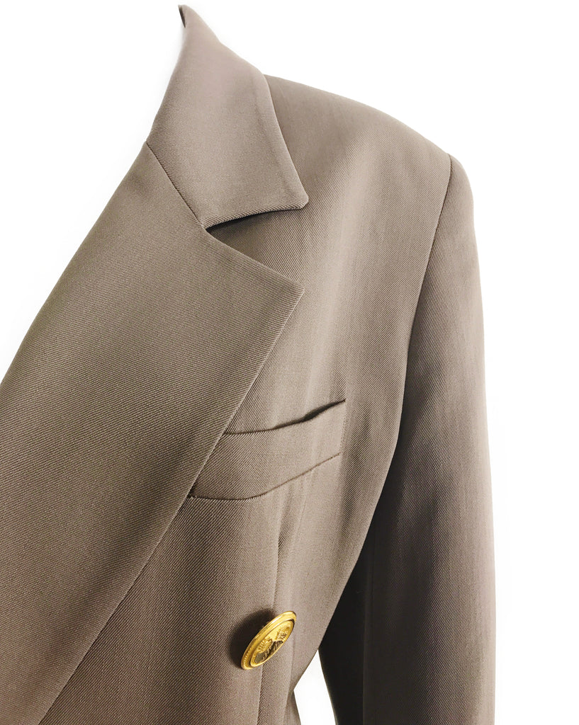 FRUIT Vintage Christian Dior 1980s Taupe Oversized Blazer gold buttons
