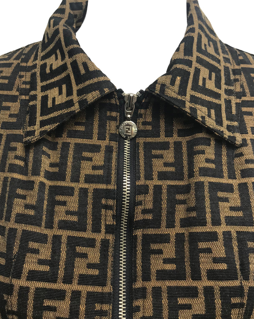 Fruit Vintage Fendi Zucca Monogram Print Jean Jacket