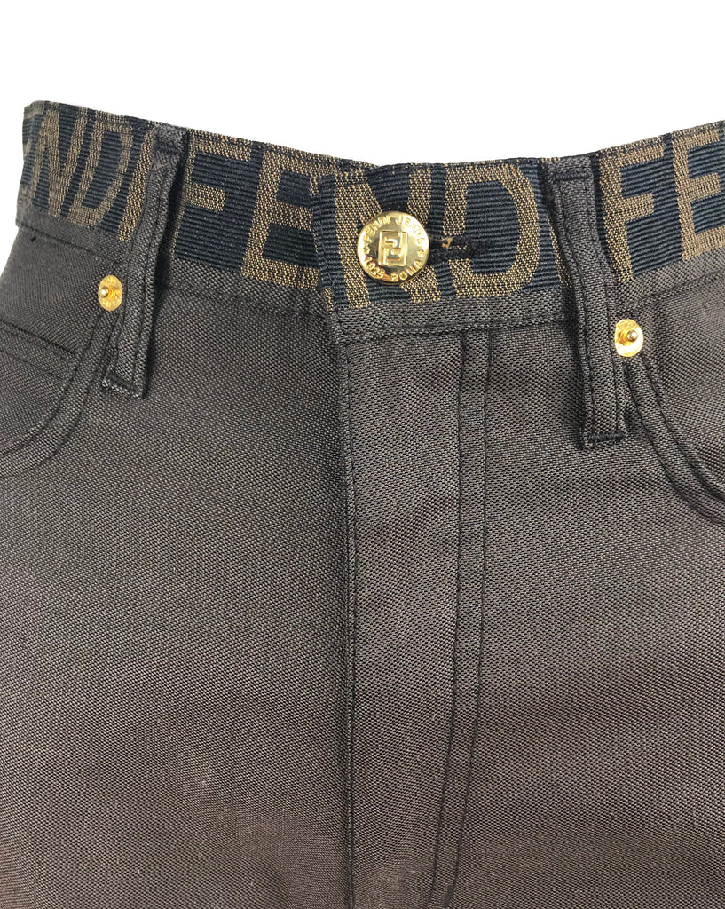 Fruit Vintage Fendi Zucca Monogram Print Jean Shorts