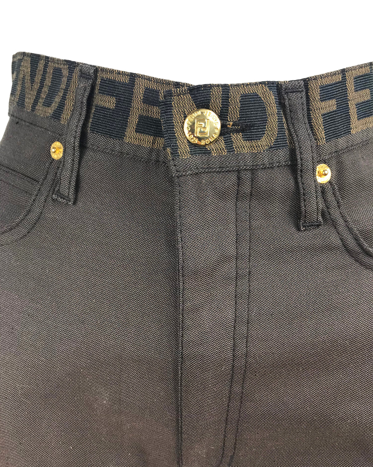 Fruit Vintage Fendi Zucca Monogram Print Jean Shorts