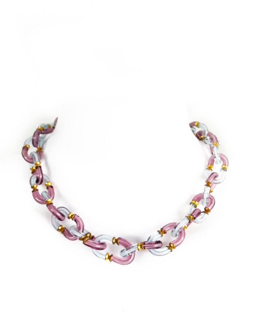 FRUIT Vintage Chanel couture Archemede Seguso 1960s glass chain necklace earring set
