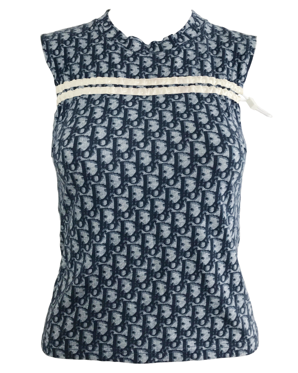 Fruit Vintage Christian Dior Navy Monogram logo trotter/oblique print tank top from the early 2000s designed by John Galliano, a Christian Dior collectors dream.