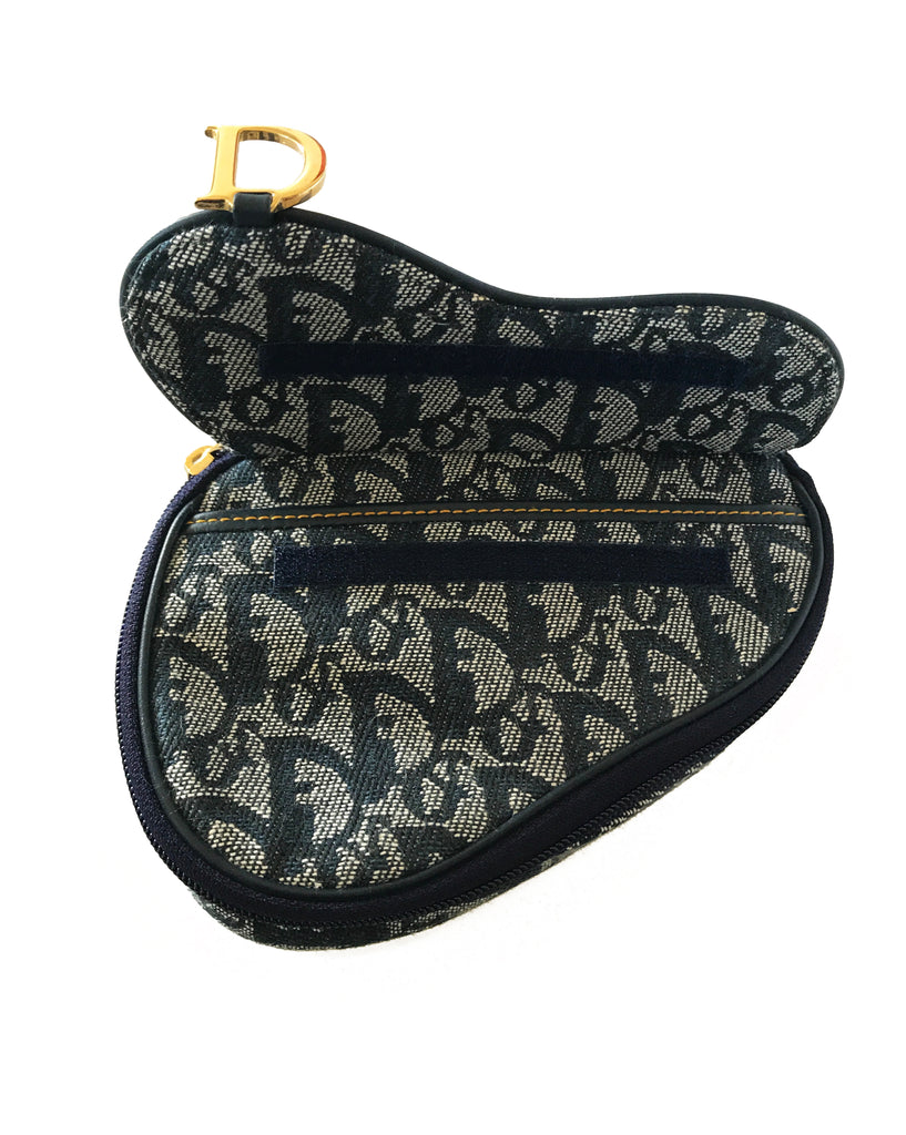 FRUIT Vintage Christian Dior Logo Monogram Denim Saddle Accessory Pouch