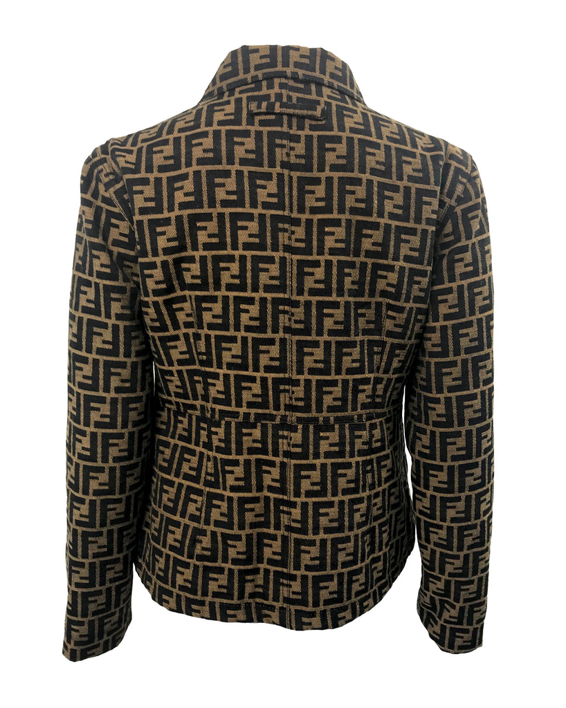 Fruit Vintage Fendi Zucca Monogram Print Jean Jacket