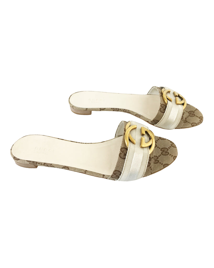 FRUIT Vintage Gucci 1990s Monogram Logo Print Slides shoes