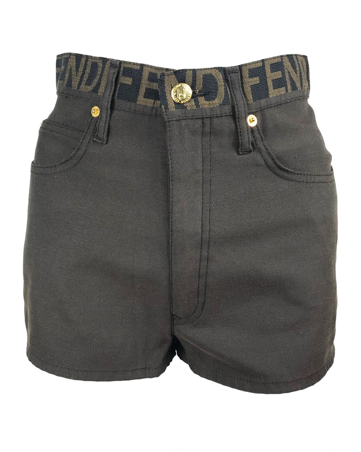 Fruit Vintage Fendi Zucca Monogram Print Jean Shorts