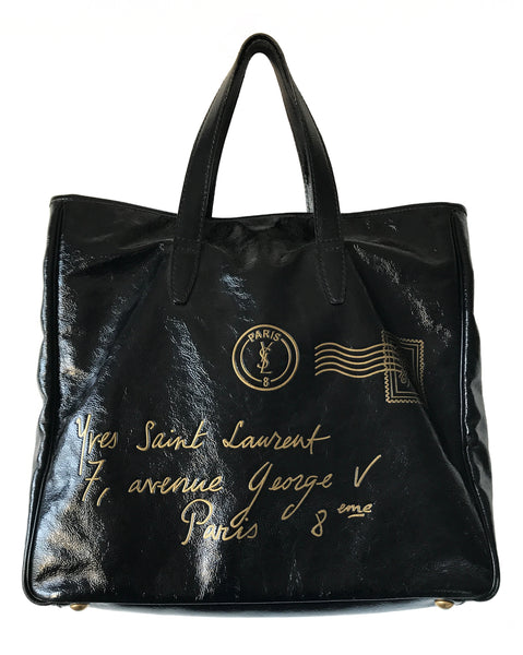 Yves Saint Laurent Patent Leather Black Y-mail Mini Tote Bag wz
