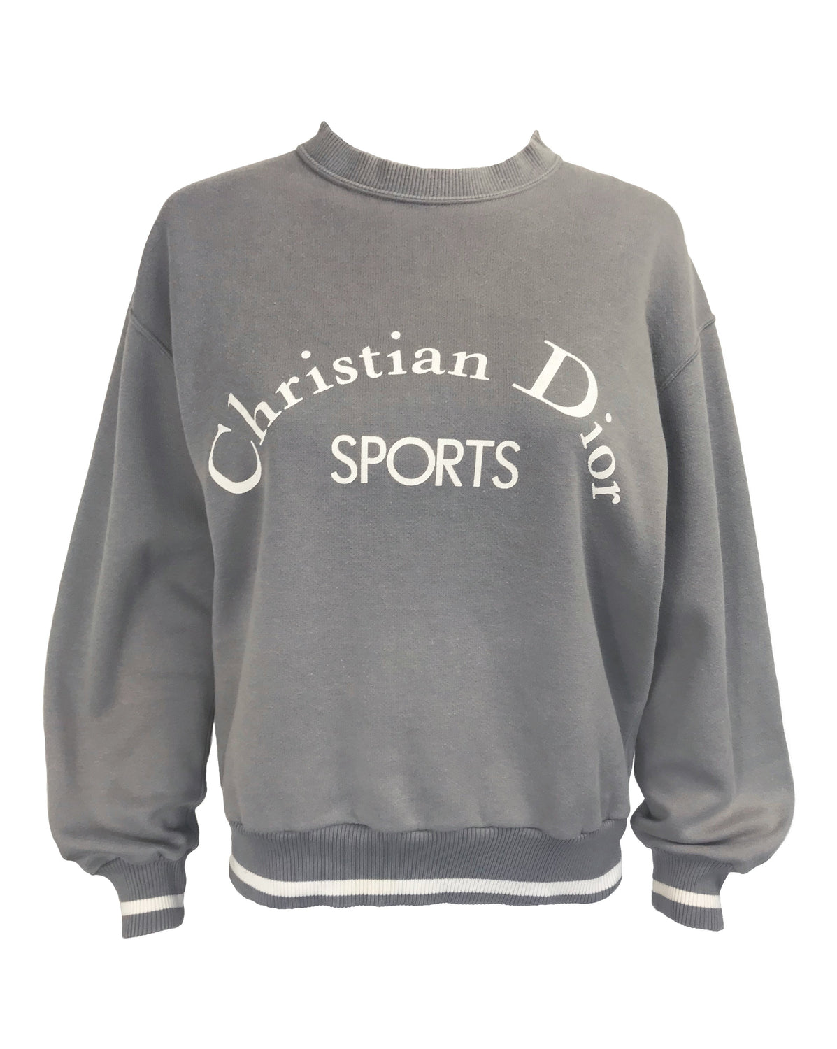 Fruit Vintage Christian Dior Sport Grey 1980s Logo sweat shirt. It features a large printed logo design at front and classic sweat shirt cut.
