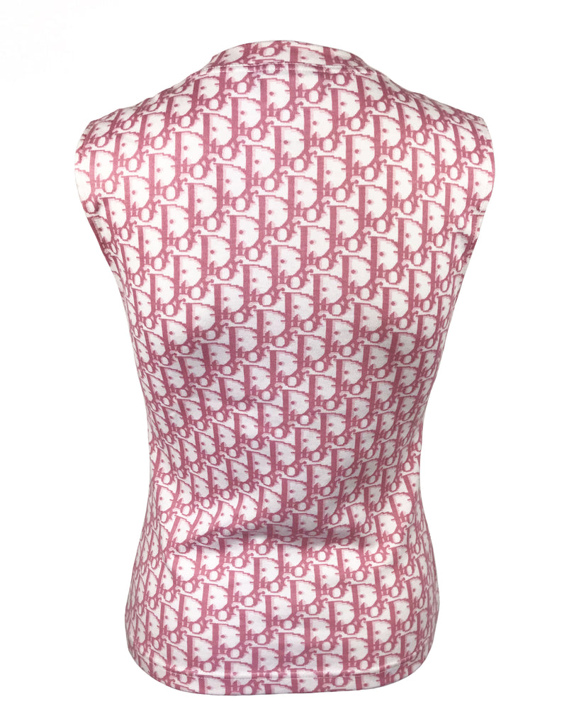 Christian Dior Pink Logo Print Tank Top