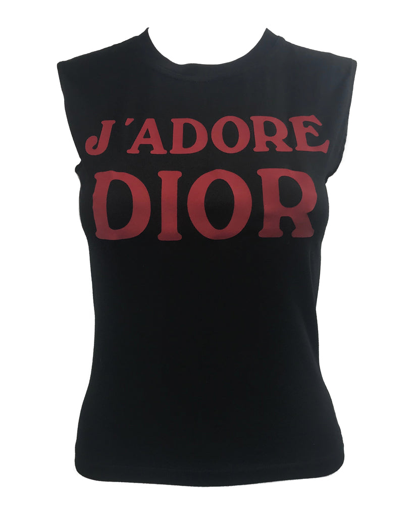 Fruit Vintage Christian Dior Red Black J'adore Dior Logo Tank Top by John Galliano