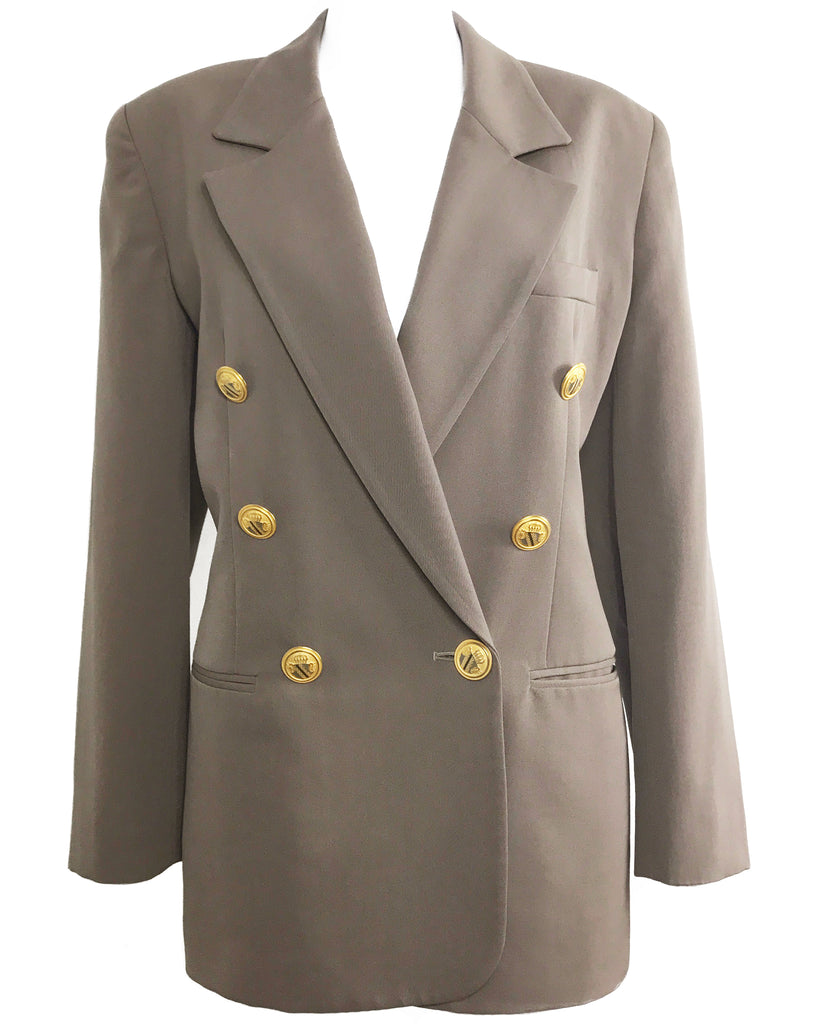 FRUIT Vintage Christian Dior 1980s Taupe Oversized Blazer gold buttons