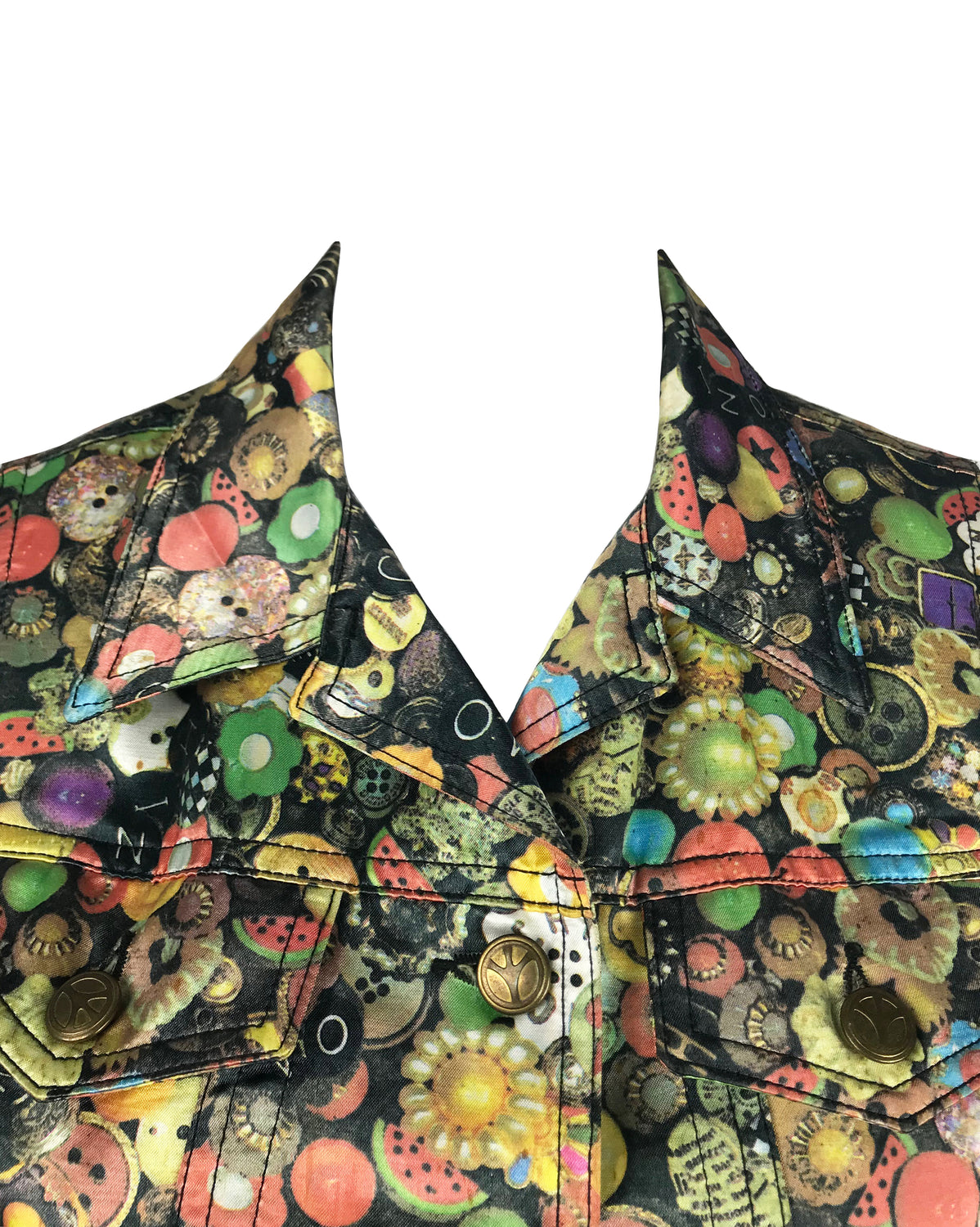 Moschino Rare 'Buttons' Print 1990s Cropped Vest Top