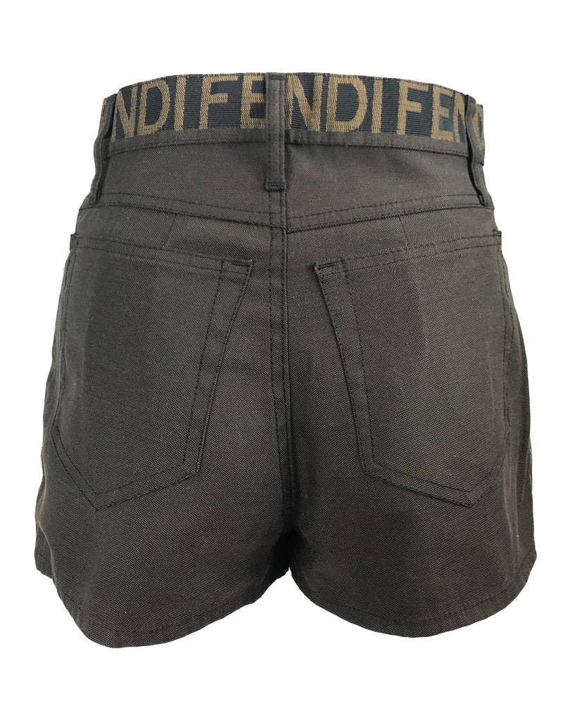 Fruit Vintage Fendi Zucca Monogram Print Jean Shorts