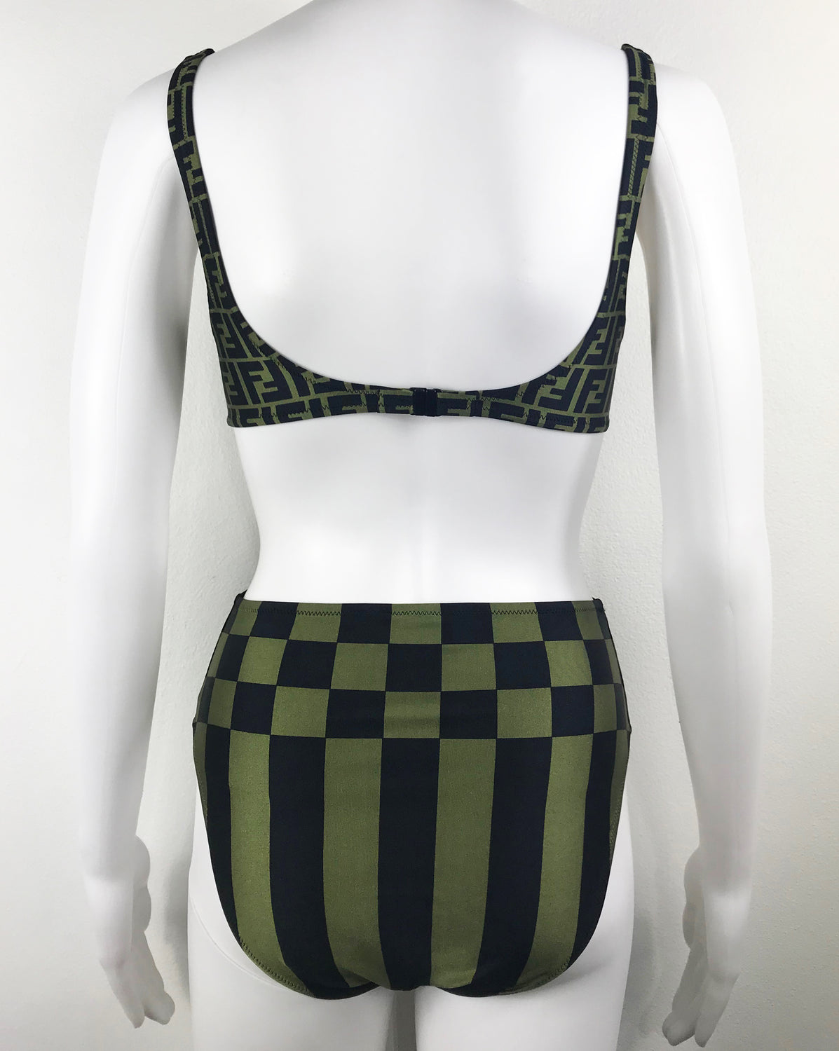 Fruit Vintage Fendi Zucca Logo Monogram Print Bikini Green Two Piece Rare