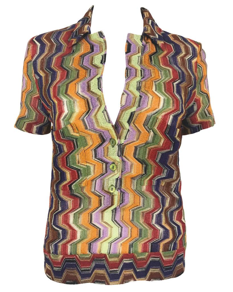 Fruit VIntage Missoni Zigzag Knit Short Sleeve Shirt
