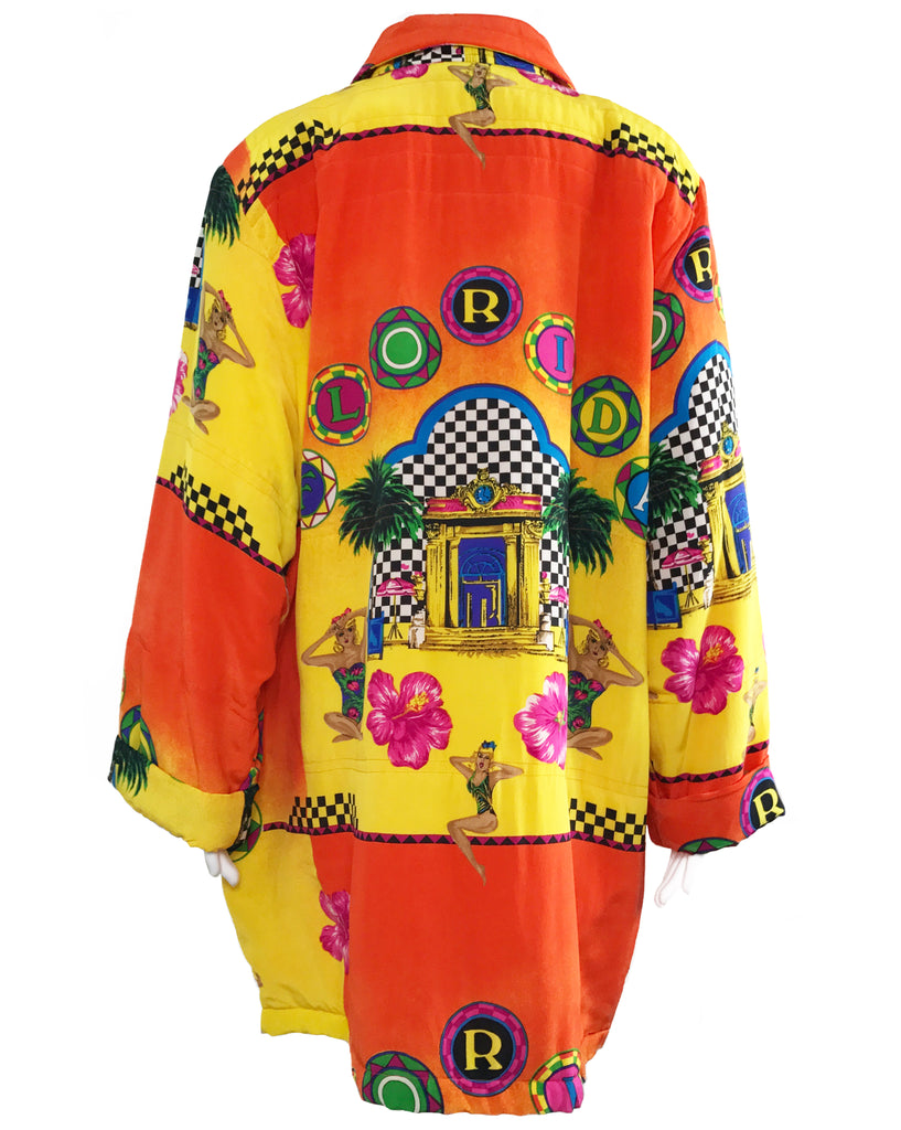 FRUIT Vintage Hawaiian Print Silk 1980s Coat graphic retro