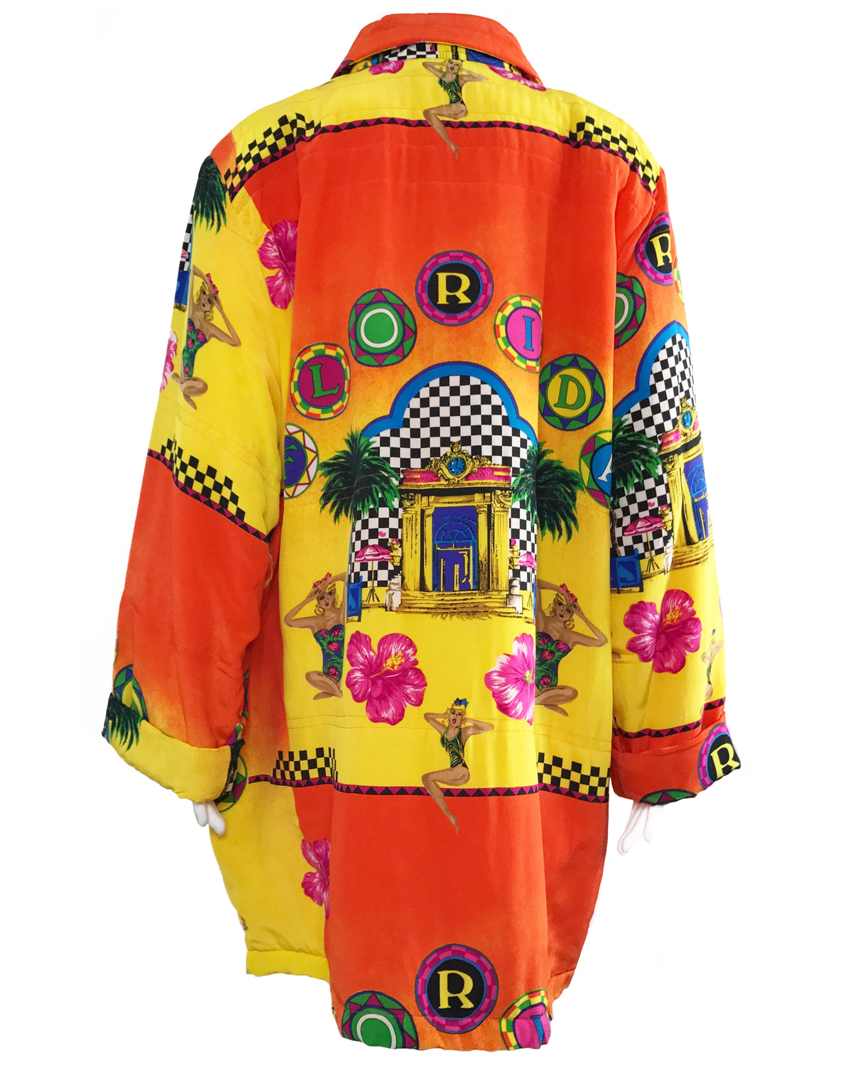 FRUIT Vintage Hawaiian Print Silk 1980s Coat graphic retro