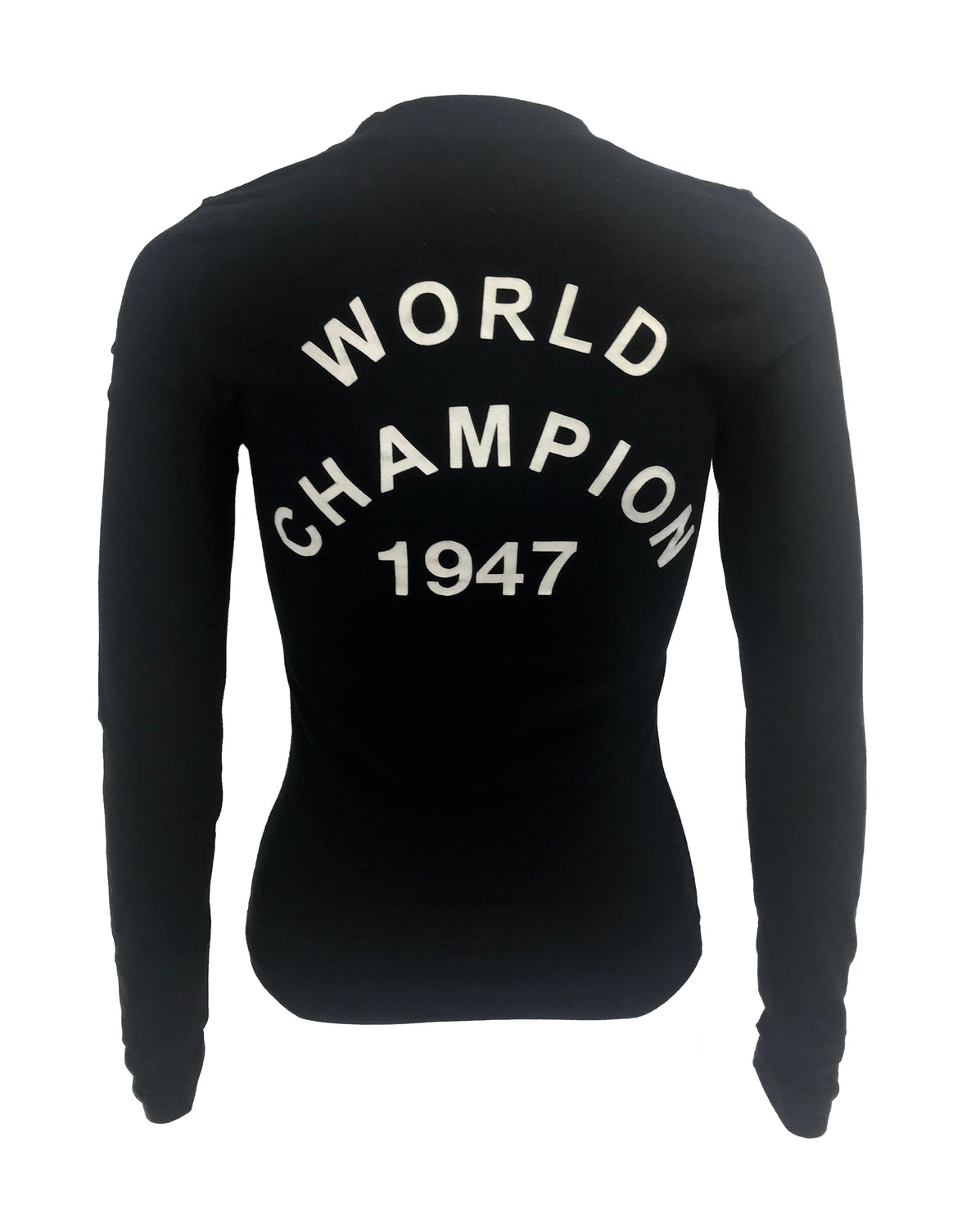 Fruit Vintage Christian Dior Black and White J'adore Dior long sleeve top by John Galliano. Features a classic crew cut and flocked logo print detailing in white front and back, as seen on Sex and the City and Khloe Kardashian.