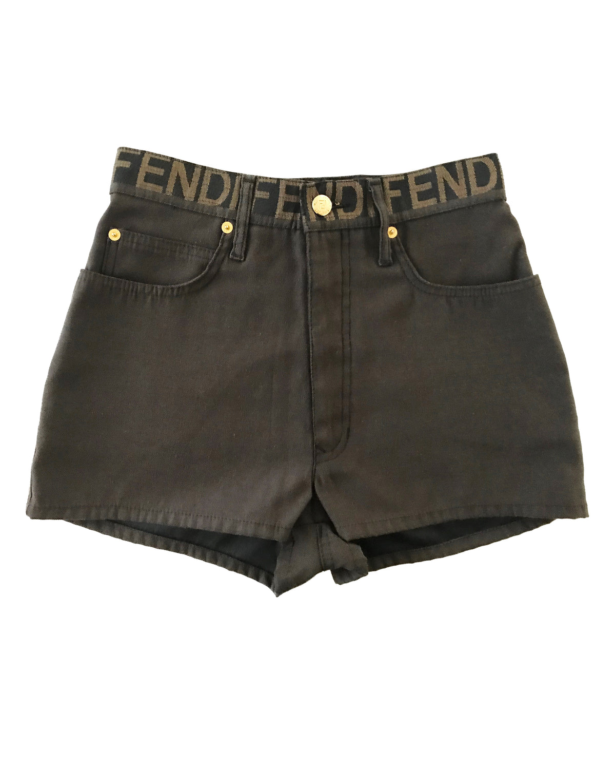 Fruit Vintage Fendi Zucca Monogram Print Jean Shorts