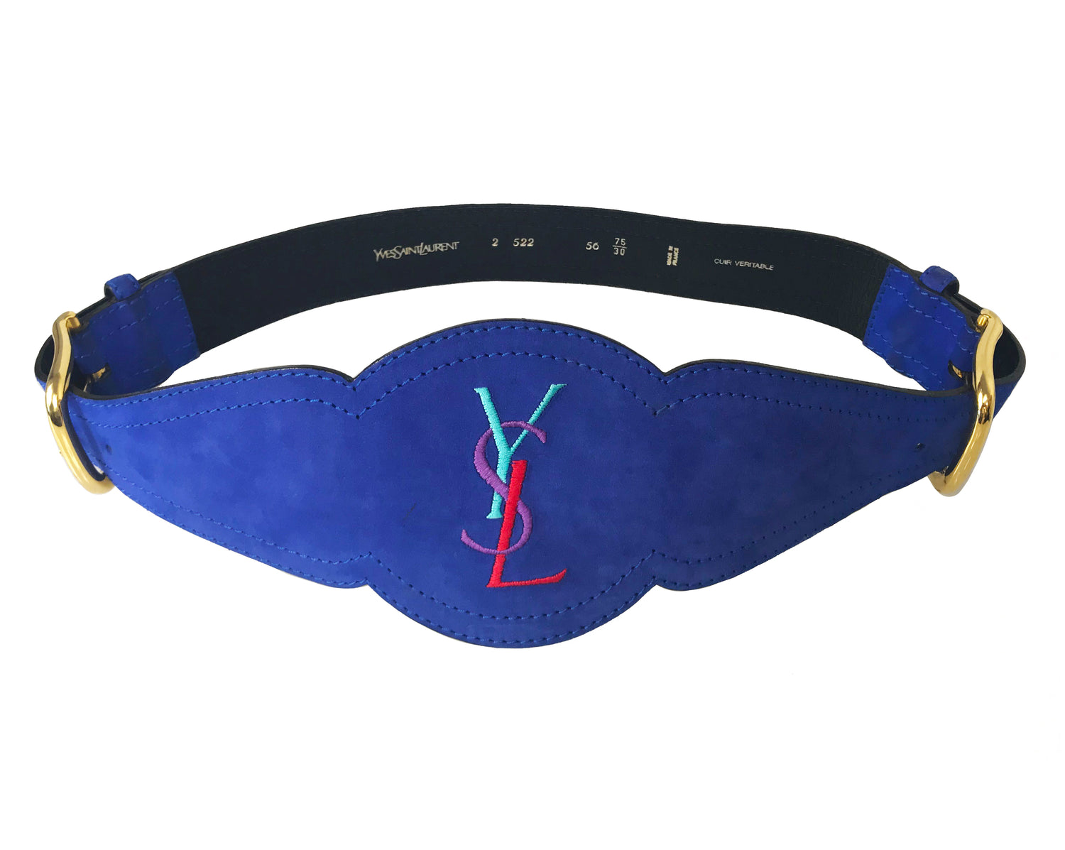 Fruit Vintage Yves Saint Laurent Rare Blue Suede Logo Belt