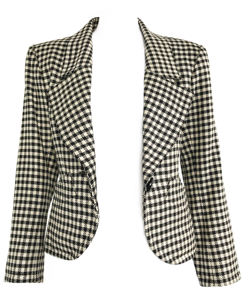 1987 SHOP Vintage Yves Saint Laurent Cropped Check Jacket 1980s hounds tooth