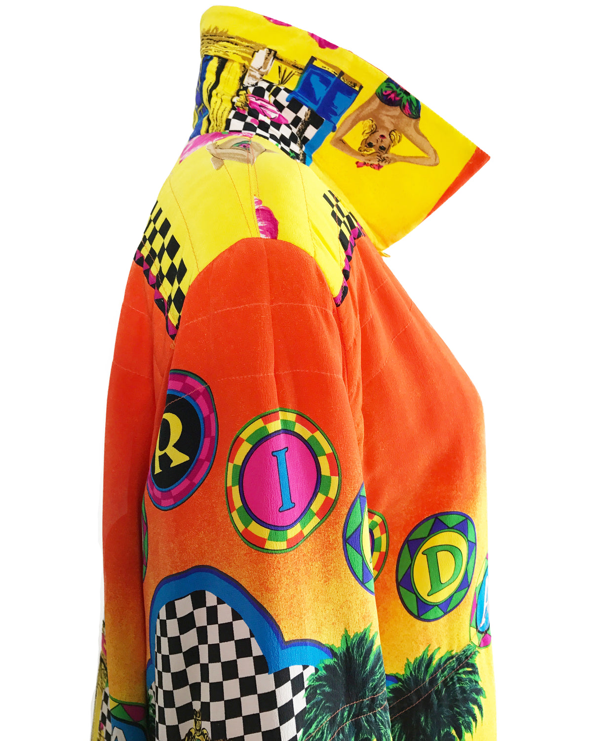 FRUIT Vintage Hawaiian Print Silk 1980s Coat graphic retro