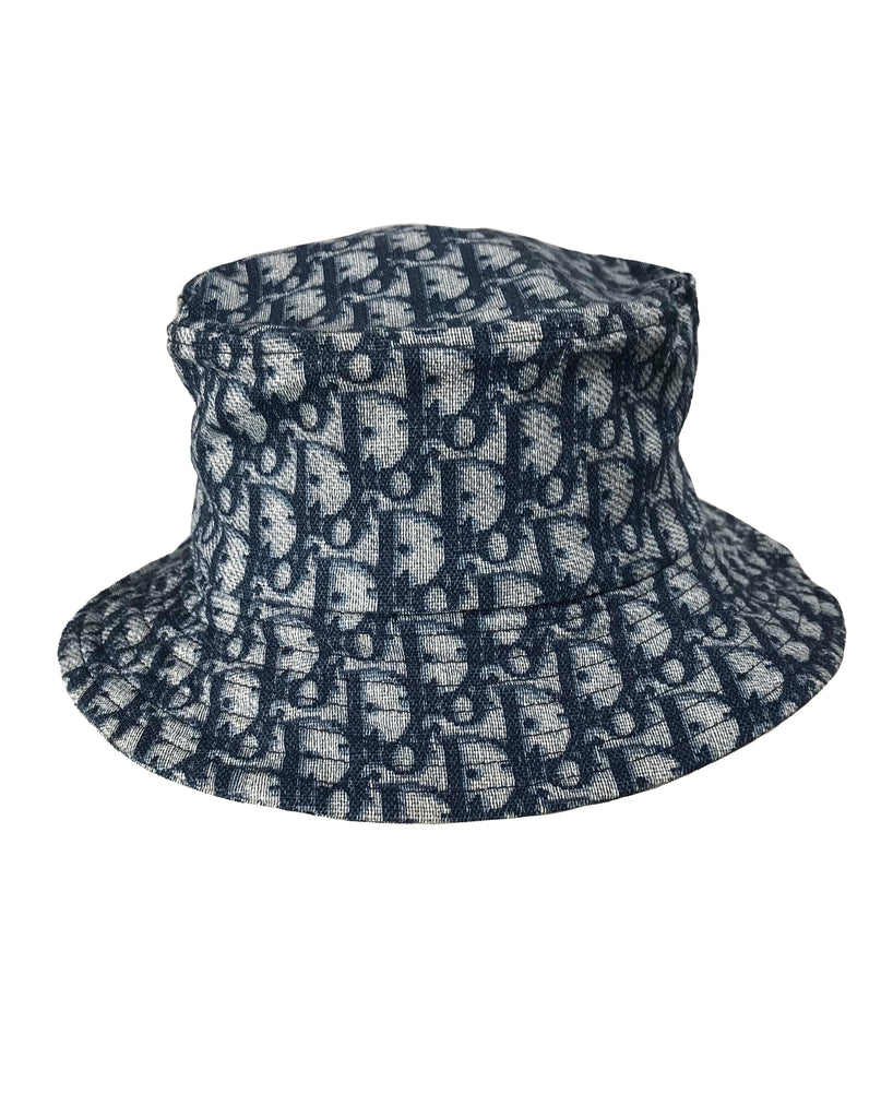 Fruit Vintage Christian Dior Blue Logo Trotter Monogram Bucket Hat by John Galliano