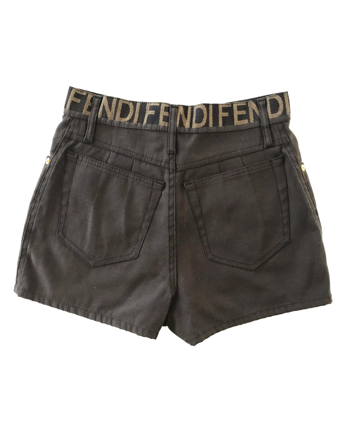 Fruit Vintage Fendi Zucca Monogram Print Jean Shorts