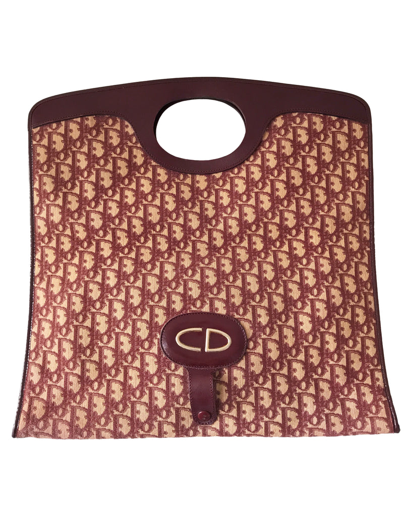 FRUIT Vintage Christian Dior 1970s Convertible Fold Over logo monogram Clutch and Tote