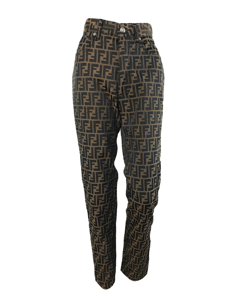 Fruit Vintage Fendi Zucca Monogram Print Jeans Pants