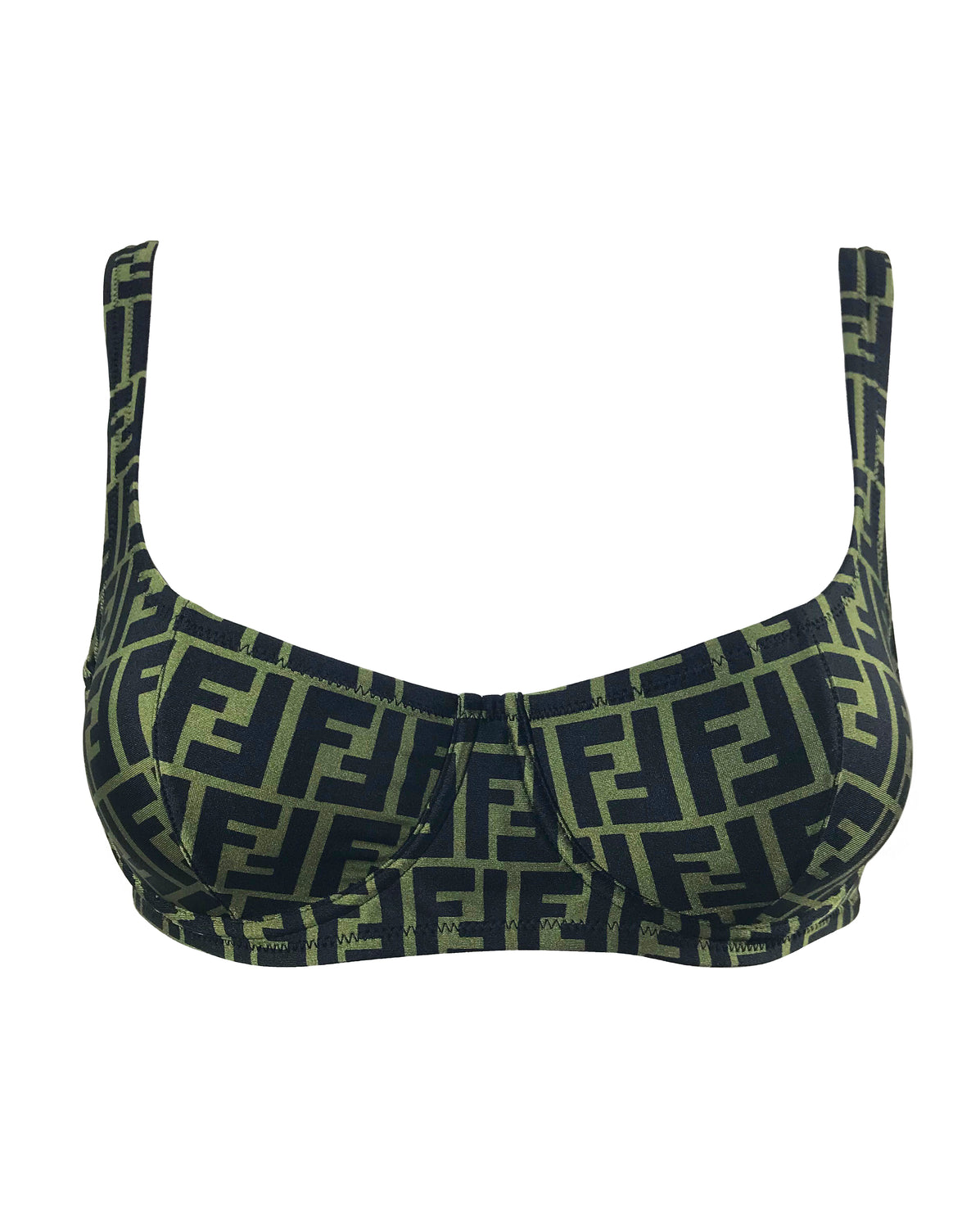 Fruit Vintage Fendi Zucca Logo Monogram Print Bikini Green Two Piece Rare
