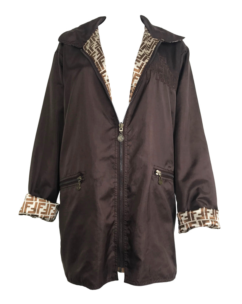 Fruit Vintage Fendi Reversible Logo Print 1990s Coat