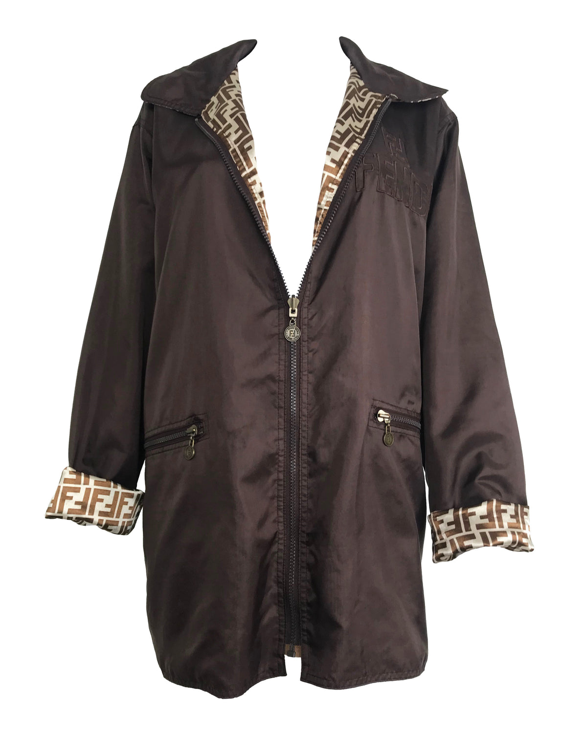 Fruit Vintage Fendi Reversible Logo Print 1990s Coat