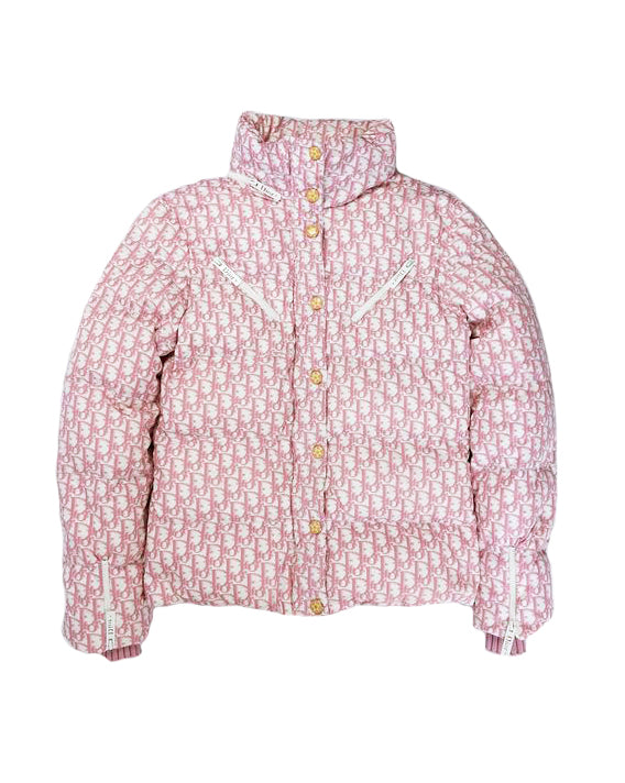 FRUIT vintage rare Christian Dior by John Galliano Pink girly trotter logo monogram print puffer jacket as worn by Mariah Carey.