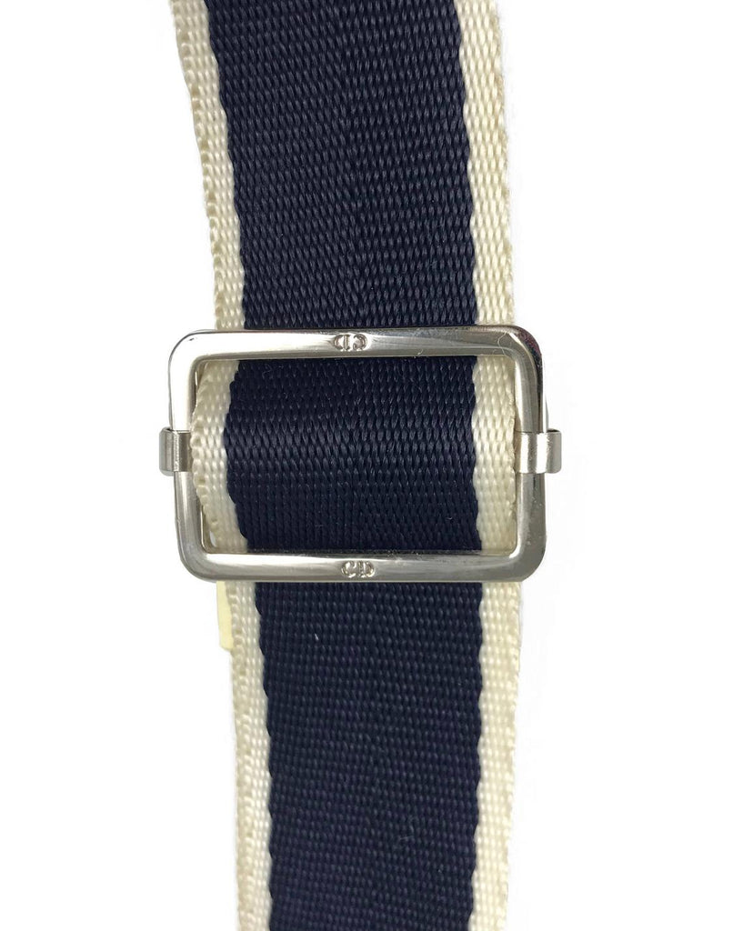 FRUIT vintage iconic Christian Dior by John Galliano navy coated monogram oblique canvas trotter bag with the famous number and racing stripe detailing at front.