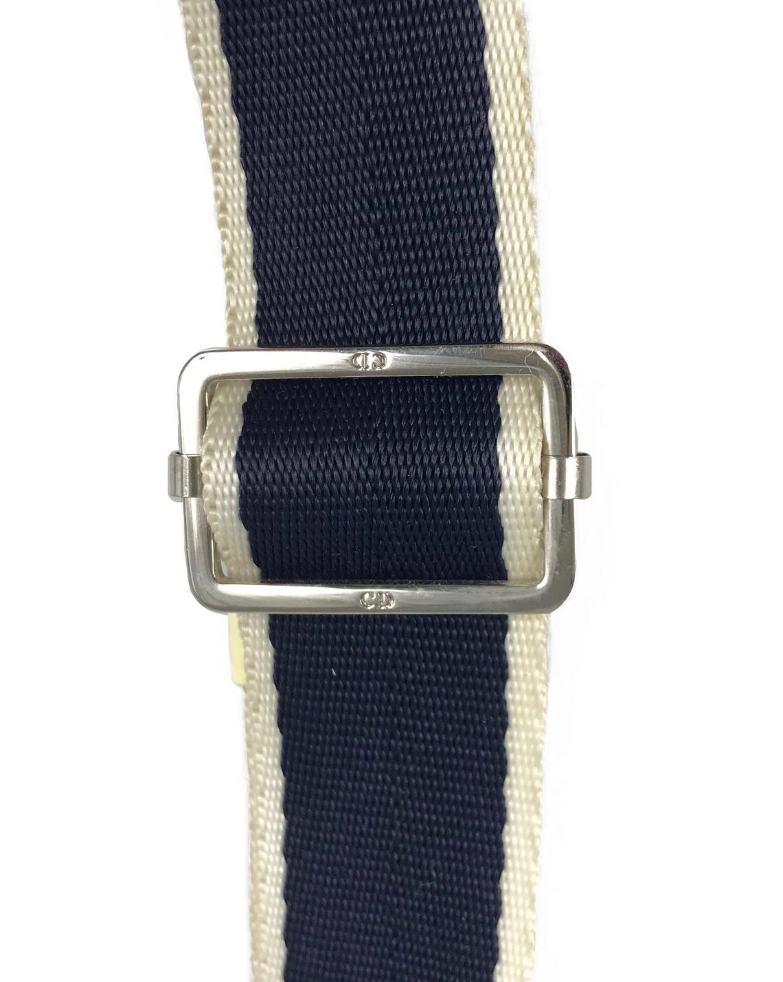 FRUIT vintage iconic Christian Dior by John Galliano navy coated monogram oblique canvas trotter bag with the famous number and racing stripe detailing at front.