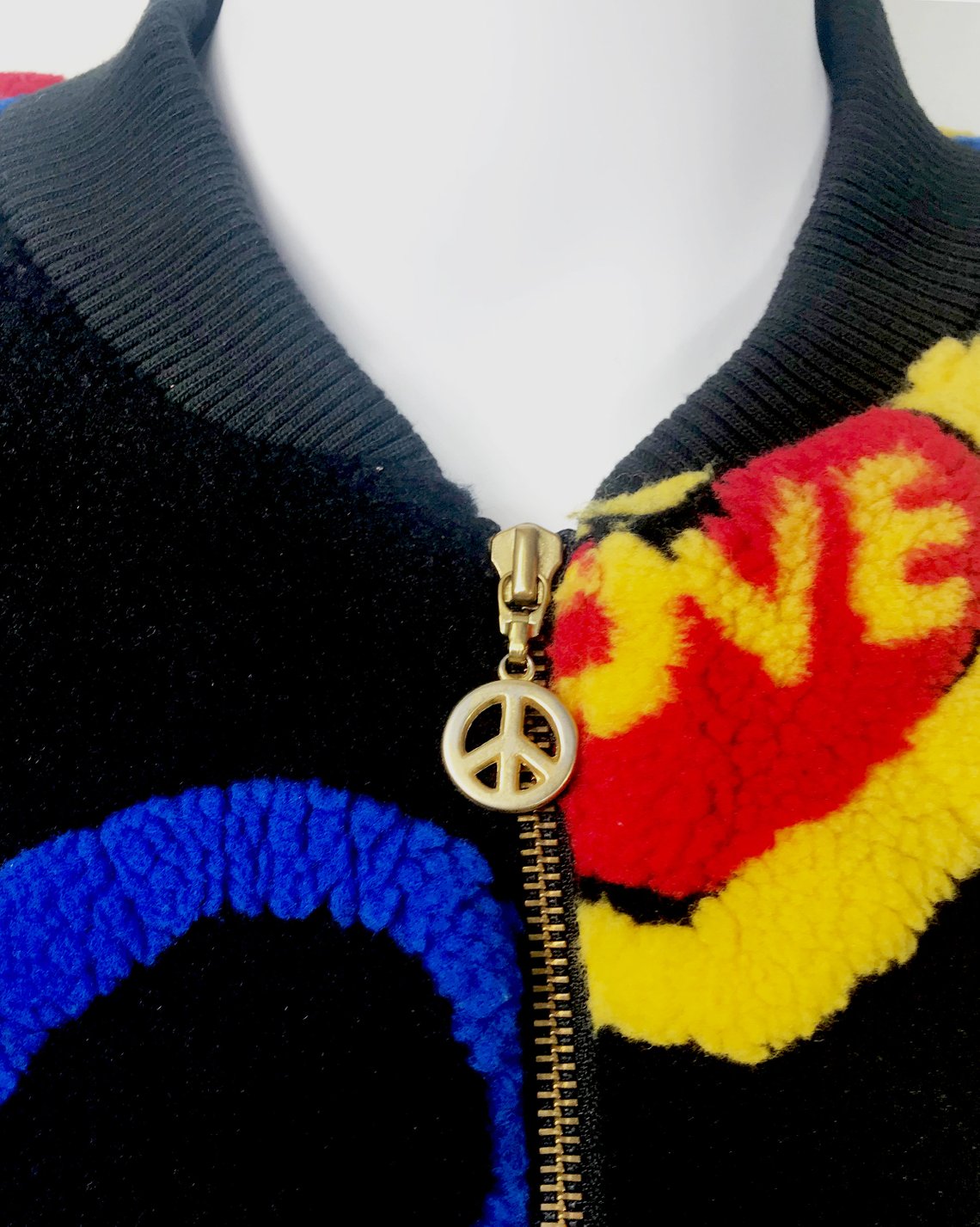 Moschino Peace and Love Faux Fur Bomber Jacket