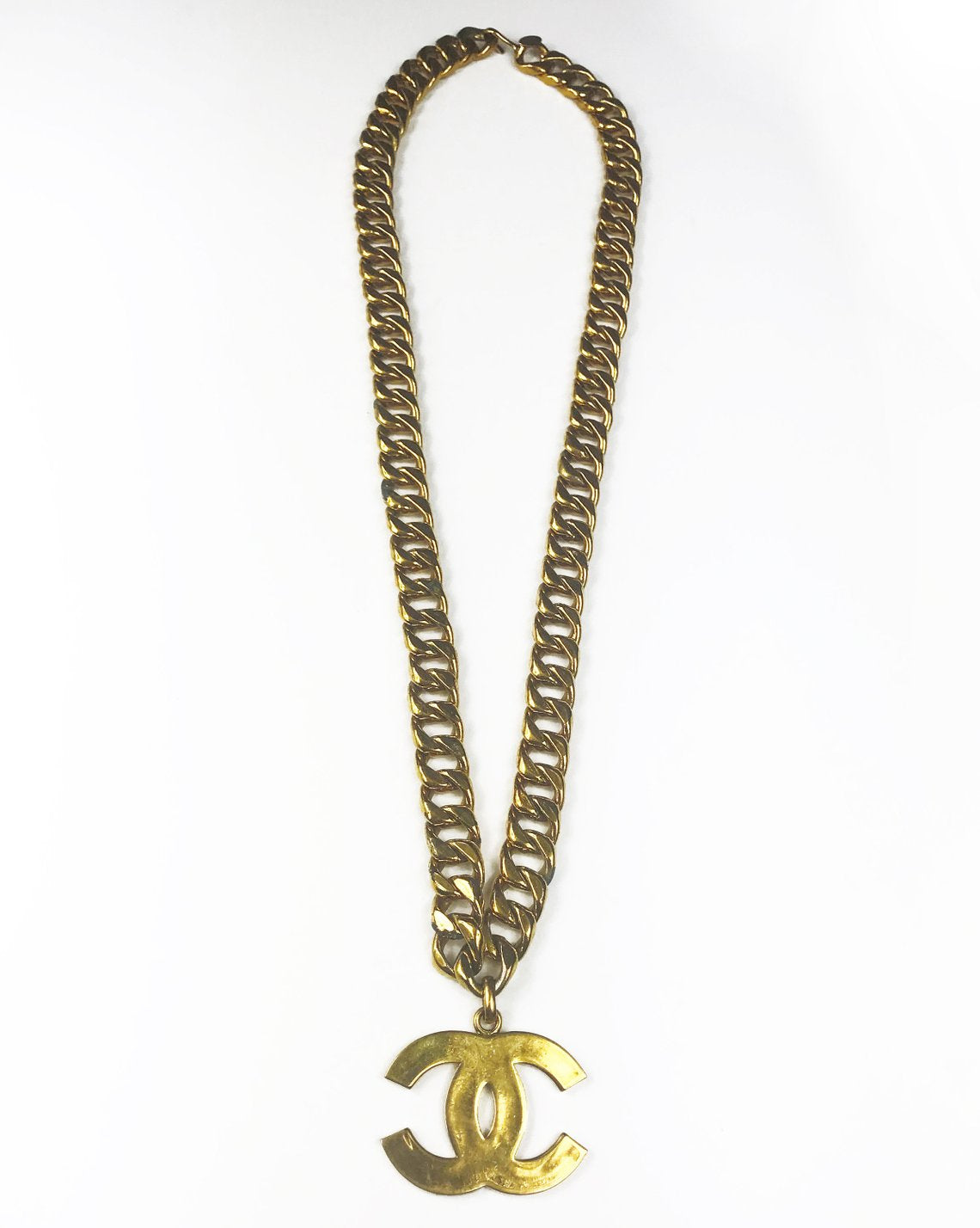 Fruit Vintage Chanel Logo Pendant, rare and important necklace. This style was famously worn by Linda Evangelista in the 1992 'Chanel Hip Hop' collection campaigns.