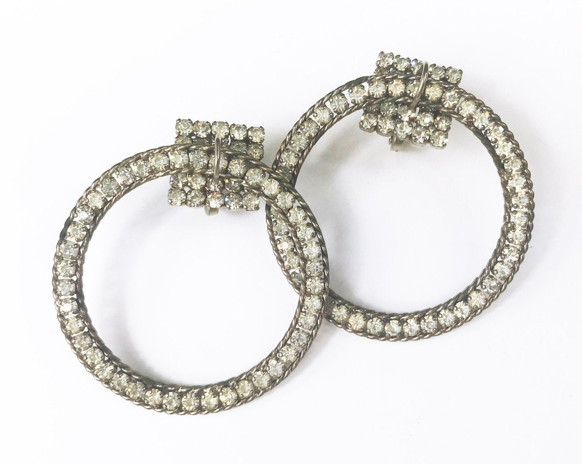 Fruit Vintage Yves Saint Laurent 1980s diamonte clip-on hoop earrings.
