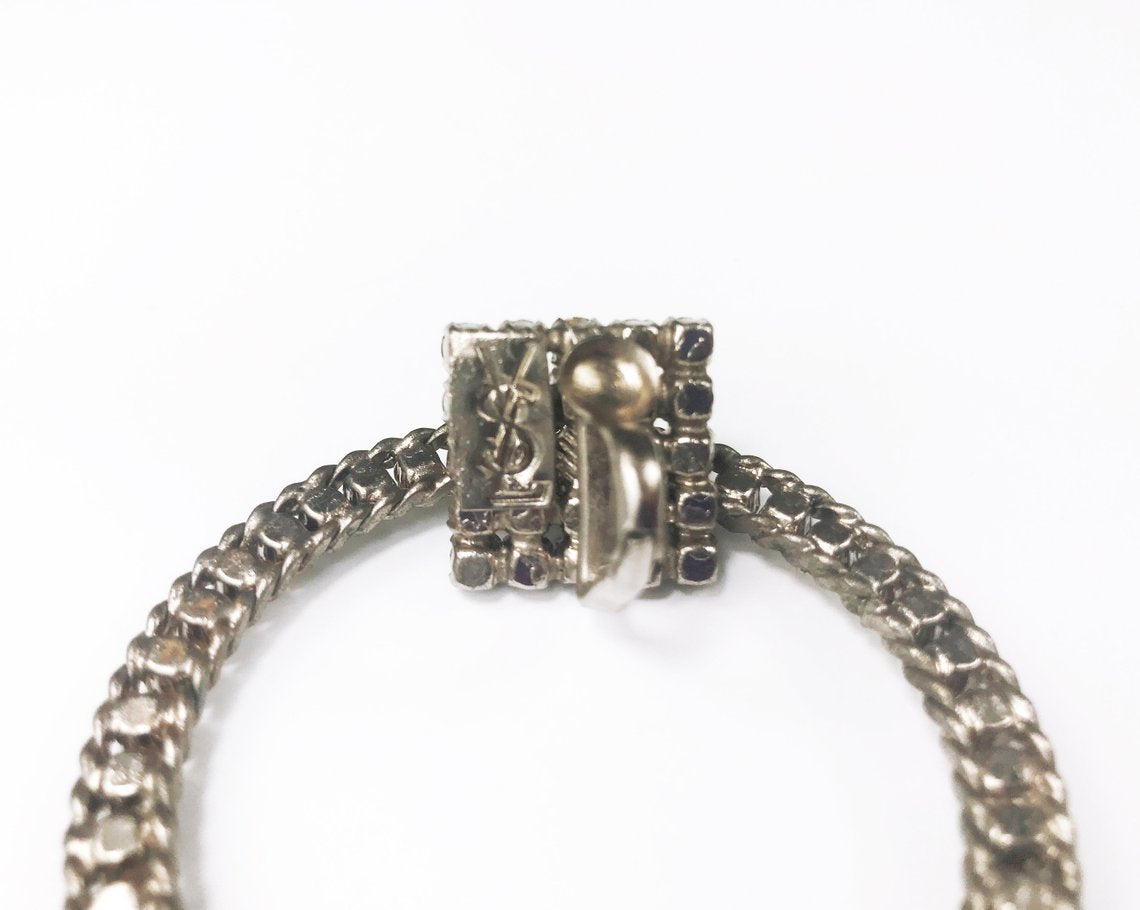 Fruit Vintage Yves Saint Laurent 1980s diamonte clip-on hoop earrings.