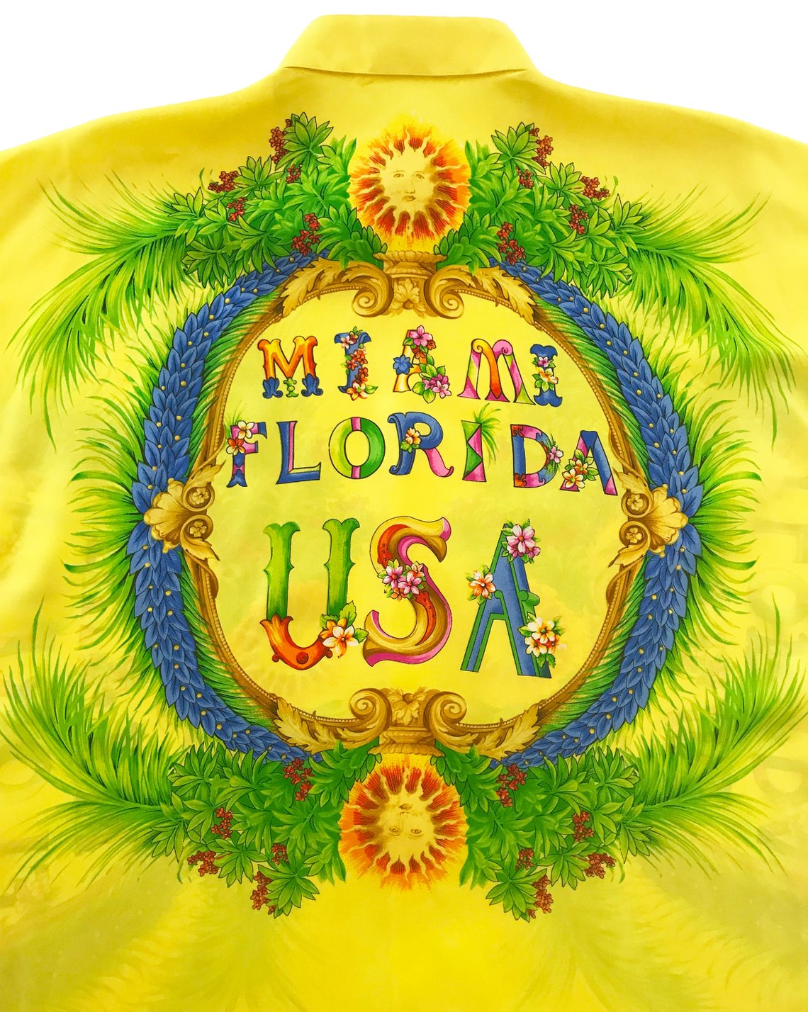 FRUIT Vintage rare Gianni Versace Miami Print Silk Shirt from the famous Spring/Summer 1993 Miami collection. This shirt is one of the most important Versace pieces ever released.
