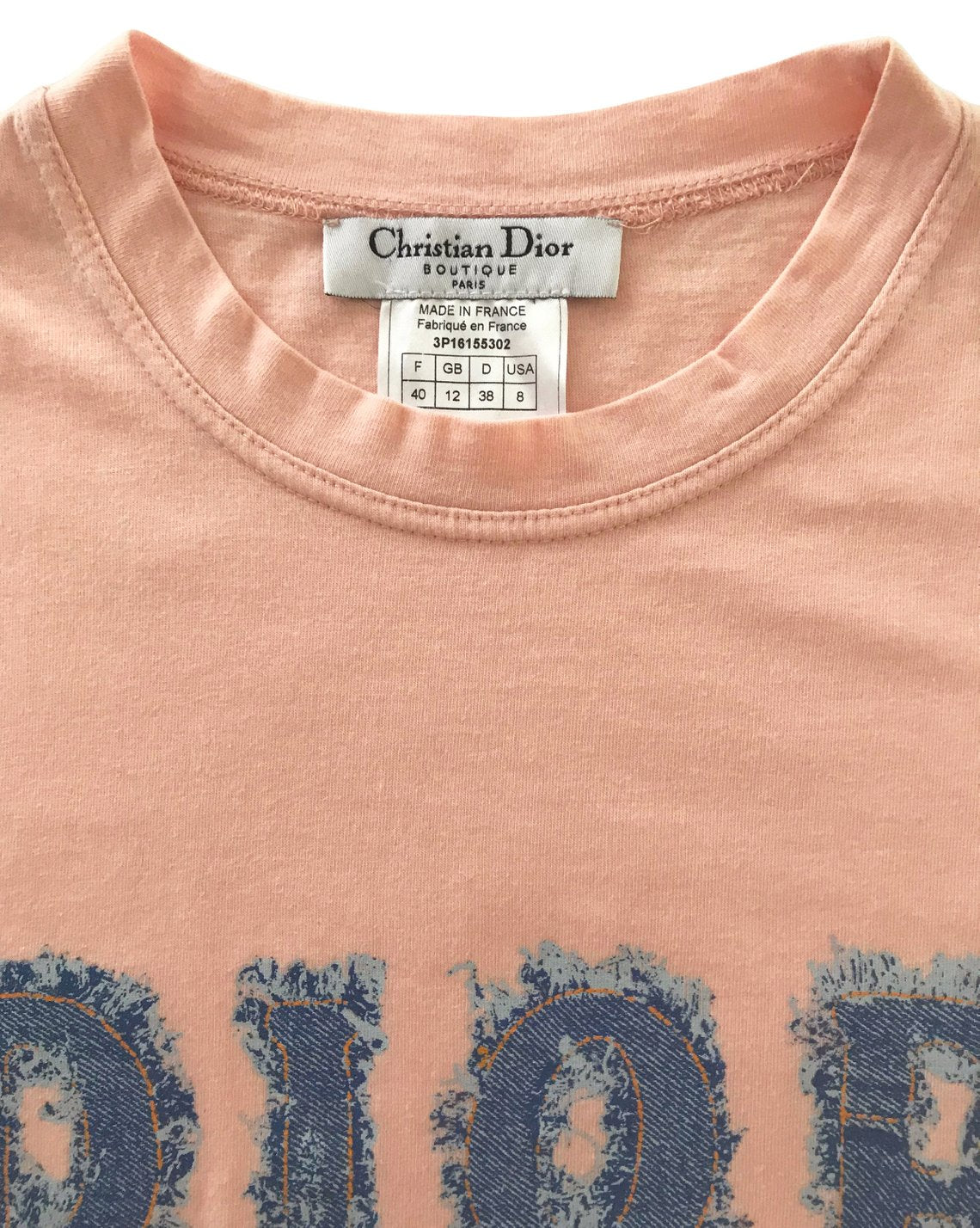 Fruit Vintage Christian Dior Pink Logo tank top dating to the Galliano era Dior, features a Denim look transfer design Monogram.