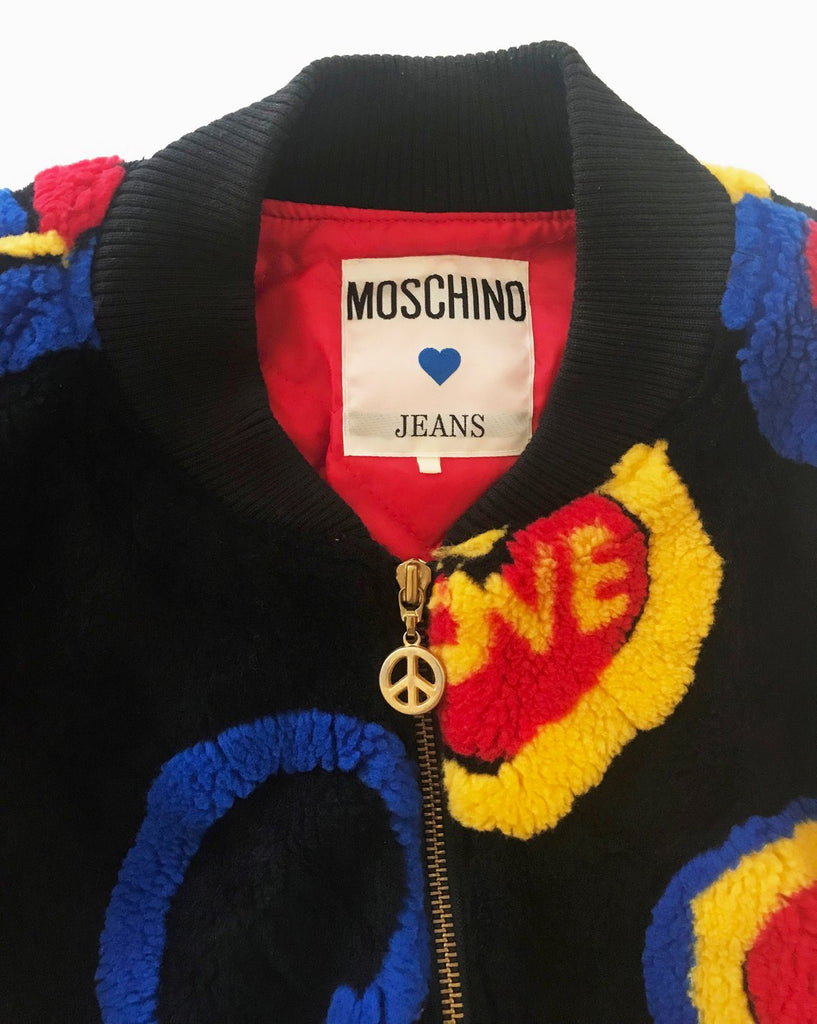 Moschino Peace and Love Faux Fur Bomber Jacket