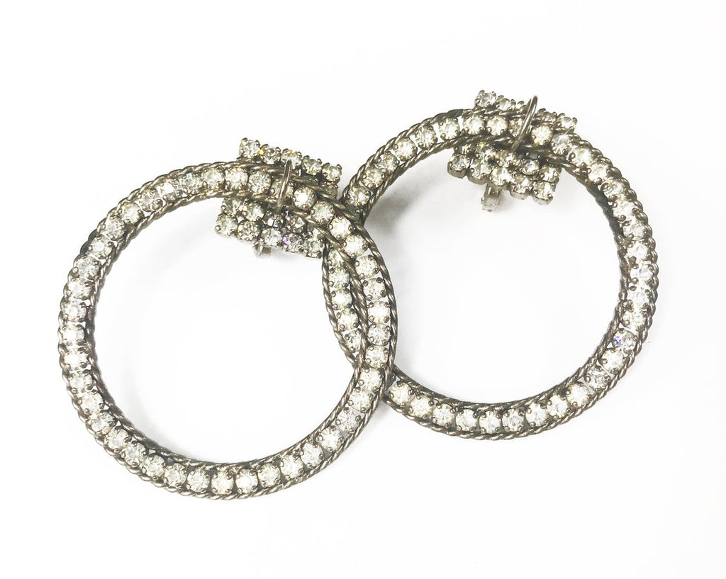 Fruit Vintage Yves Saint Laurent 1980s diamonte clip-on hoop earrings.