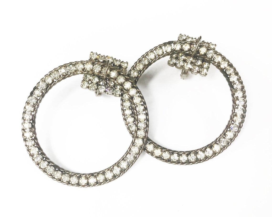 Fruit Vintage Yves Saint Laurent 1980s diamonte clip-on hoop earrings.