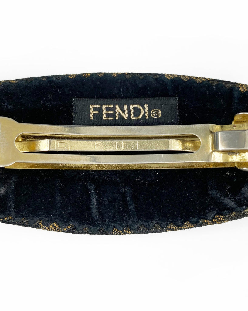 Fruit Vintage Fendi Zucca logo barrette hair clip in the classic Fendi Zucca canvas.