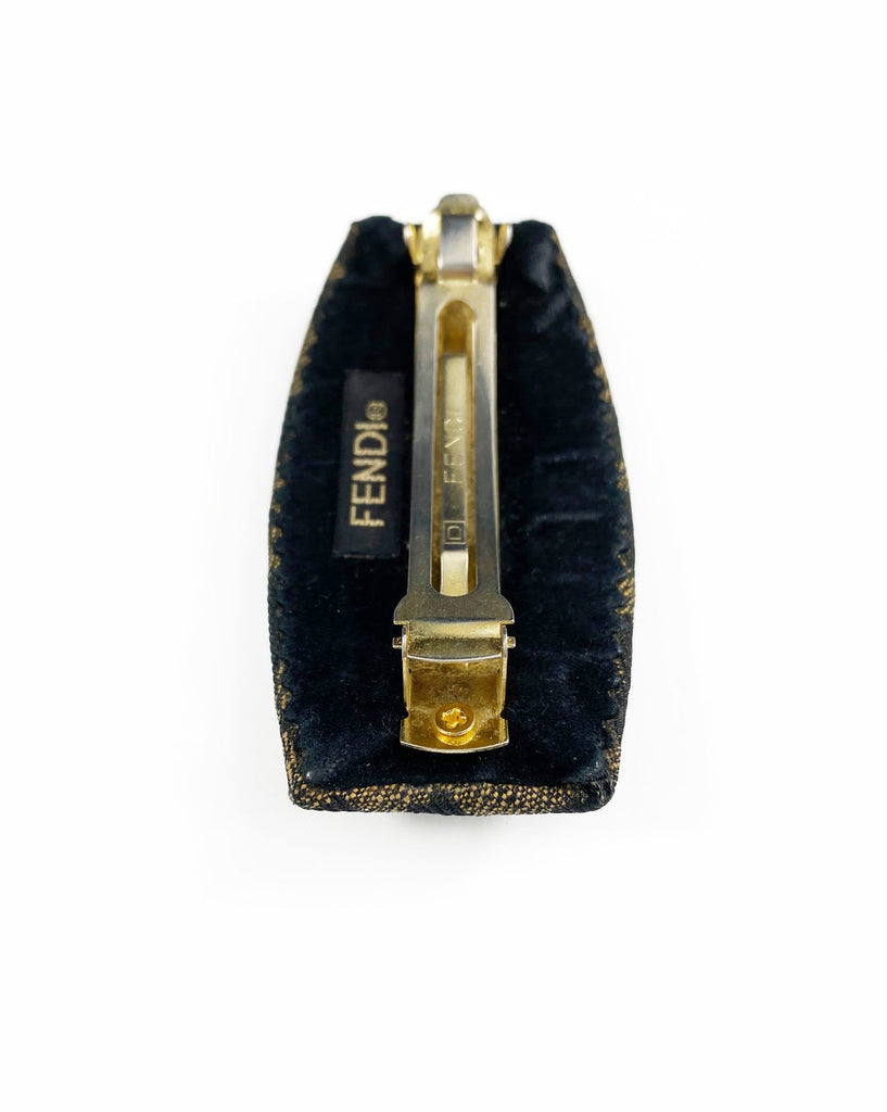 Fruit Vintage Fendi Zucca logo barrette hair clip in the classic Fendi Zucca canvas.