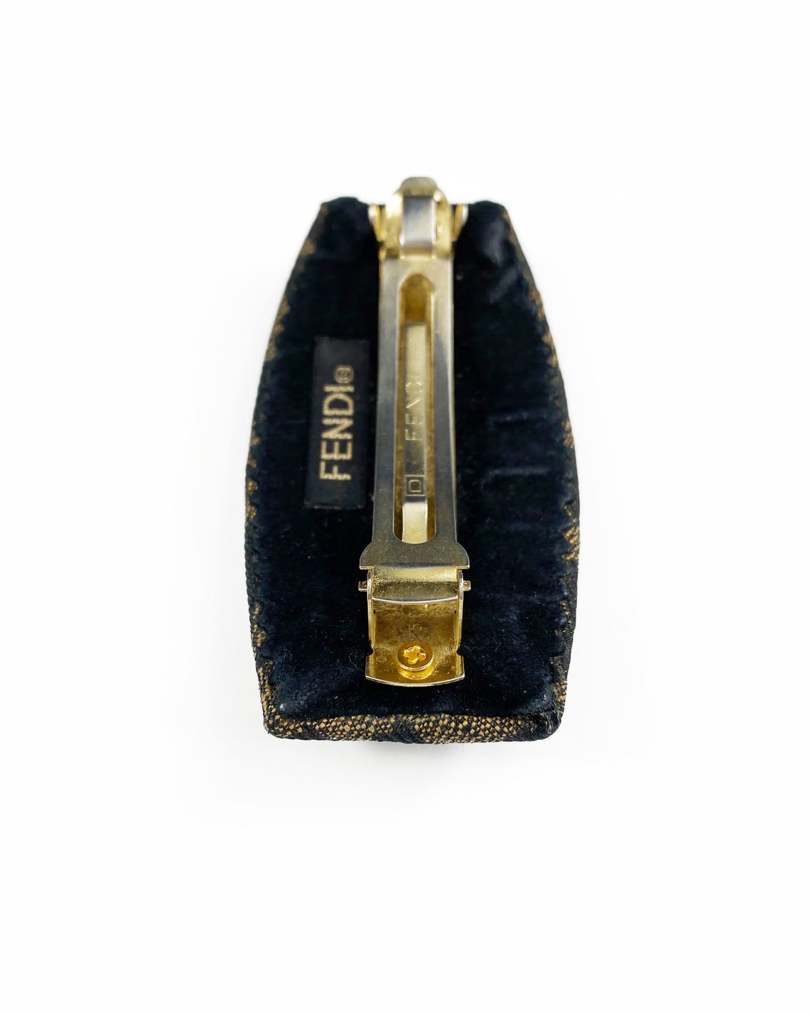 Fruit Vintage Fendi Zucca logo barrette hair clip in the classic Fendi Zucca canvas.
