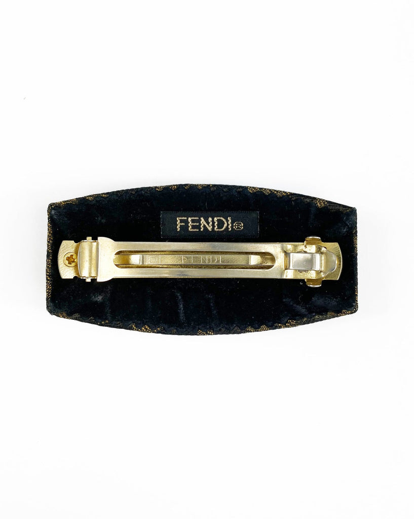 Fruit Vintage Fendi Zucca logo barrette hair clip in the classic Fendi Zucca canvas.